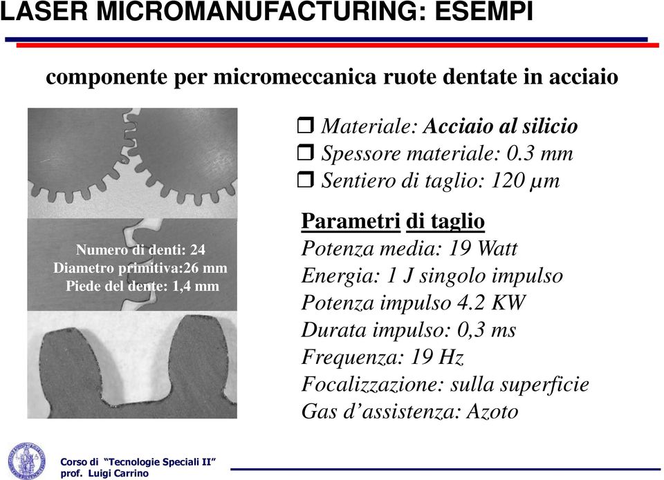 3 mm Sentiero di taglio: 120 µm Numero di denti: 24 Diametro primitiva:26 mm Piede del dente: 1,4 mm