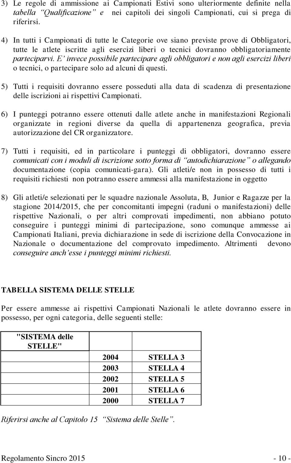 E invece possibile partecipare agli obbligatori e non agli esercizi liberi o tecnici, o partecipare solo ad alcuni di questi.