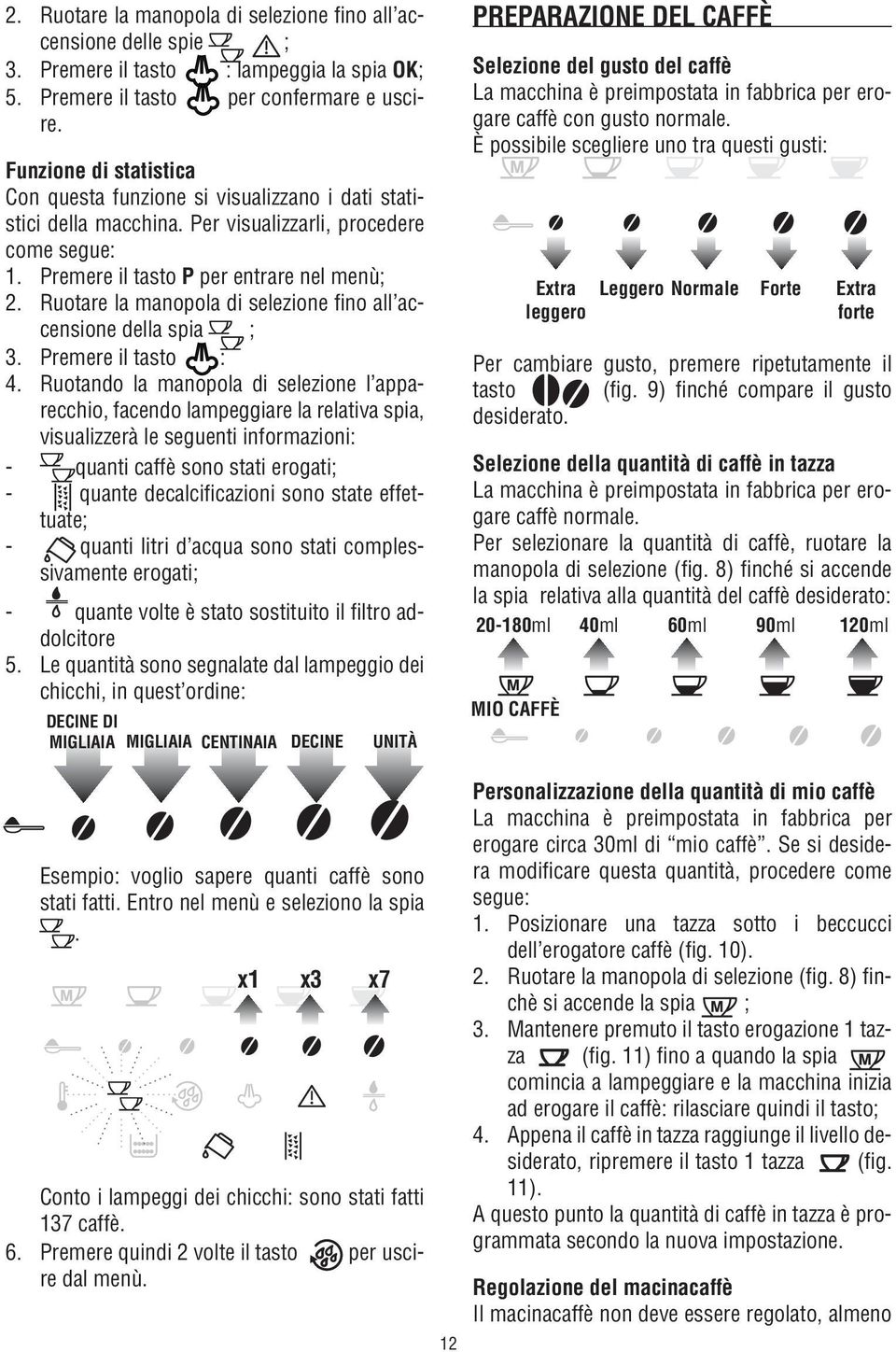 Ruotare la manopola di selezione fino all accensione della spia ; 3. Premere il tasto : 4.