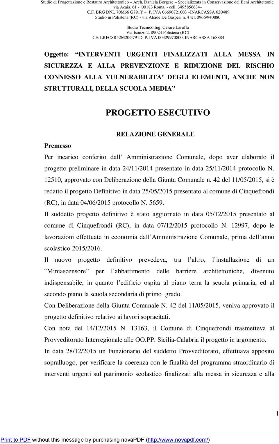 protocollo N. 12510, approvato con Deliberazione della Giunta Comunale n.