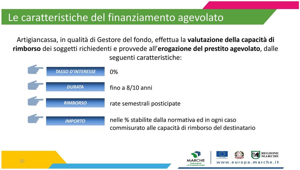 agevolato, dalle seguenti caratteristiche: TASSO D INTERESSE DURATA RIMBORSO IMPORTO 0% fino a 8/10 anni rate