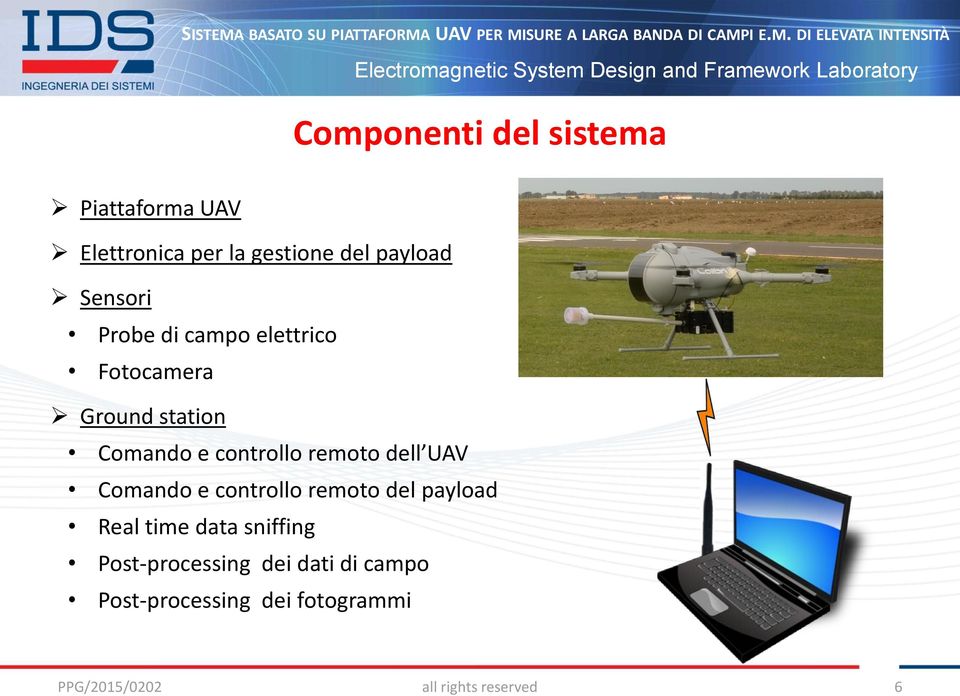 remoto dell UAV Comando e controllo remoto del payload Real time data sniffing