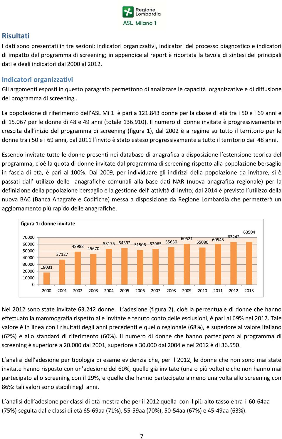 Indicatori organizzativi Gli argomenti esposti in questo paragrafo permettono di analizzare le capacità organizzative e di diffusione del programma di screening.