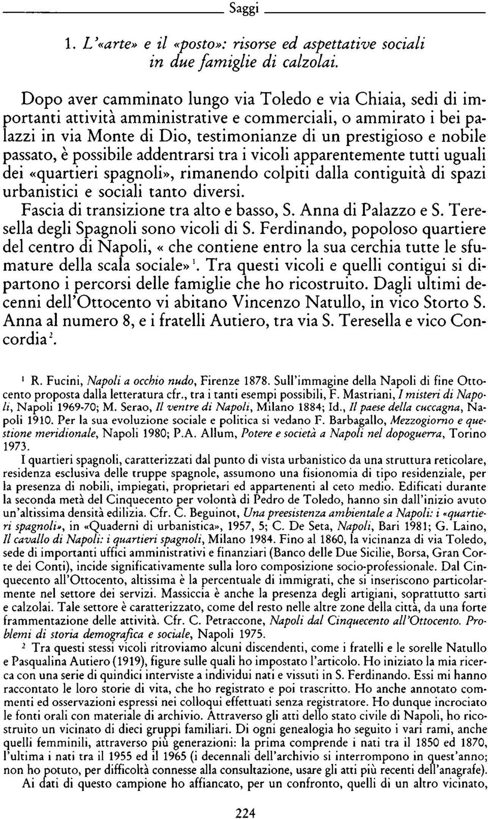 passato, è possibile addentrarsi tra i vicoli apparentemente tutti uguali dei «quartieri spagnoli», rimanendo colpiti dalla contiguità di spazi urbanistici e sociali tanto diversi.