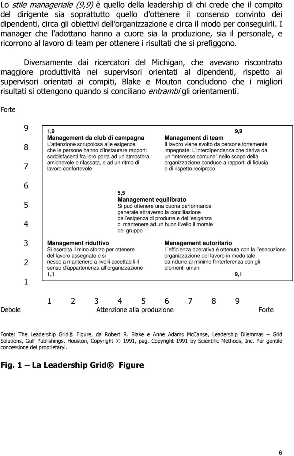 Diversamente dai ricercatori del Michigan, che avevano riscontrato maggiore produttività nei supervisori orientati al dipendenti, rispetto ai supervisori orientati ai compiti, Blake e Mouton