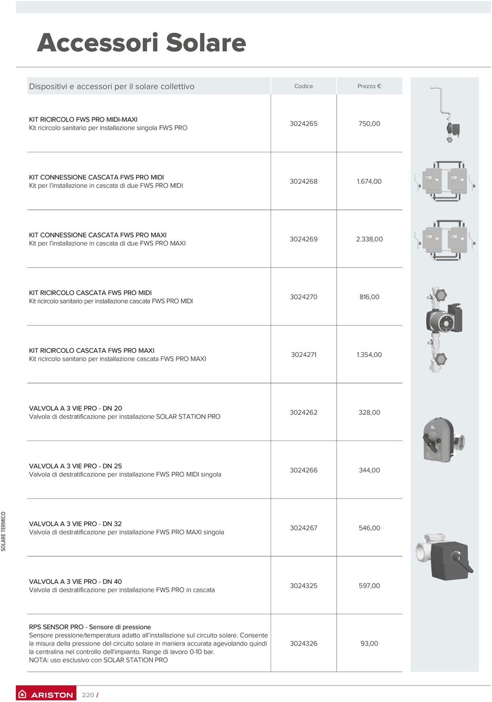 674,00 KIT CONNESSIONE CASCATA FWS PRO MAXI Kit per l installazione in cascata di due FWS PRO MAXI 3024269 2.