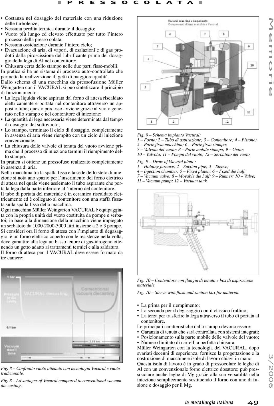 contenitore; Chiusura certa dello stampo nelle due parti fisse-mobili. In pratica si ha un sistema di processo auto-controllato che permette la realizzazione di getti di maggiore qualità.