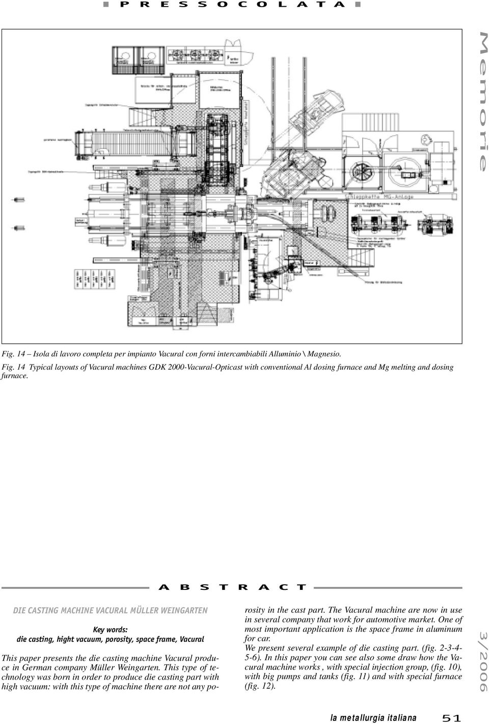 ABSTRACT DIE CASTING MACHINE VACURAL MÜLLER WEINGARTEN Key words: die casting, hight vacuum, porosity, space frame, Vacural This paper presents the die casting machine Vacural produce in German