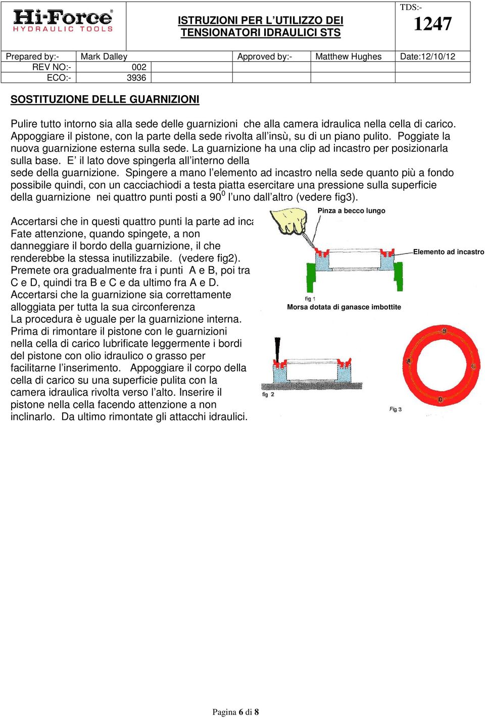 La guarnizione ha una clip ad incastro per posizionarla sulla base. E il lato dove spingerla all interno della sede della guarnizione.