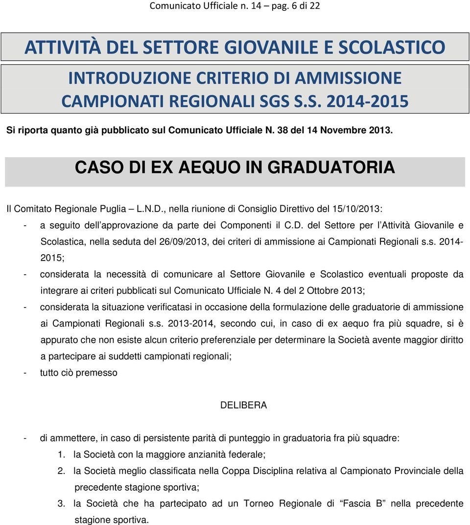 D. del Settore per l Attività Giovanile e Scolast