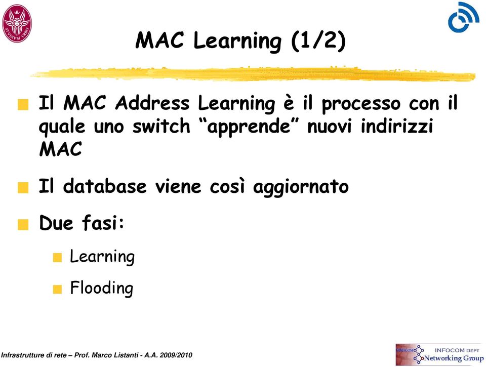 apprende nuovi indirizzi MAC Il database