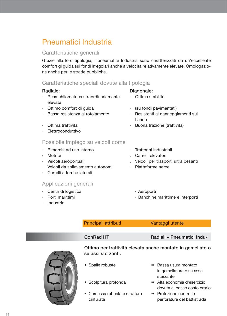 Caratteristiche speciali dovute alla tipologia Radiale: Diagonale: Resa chilometrica straordinariamente Ottima stabilità elevata Ottimo comfort di guida (su fondi pavimentati) Bassa resistenza al