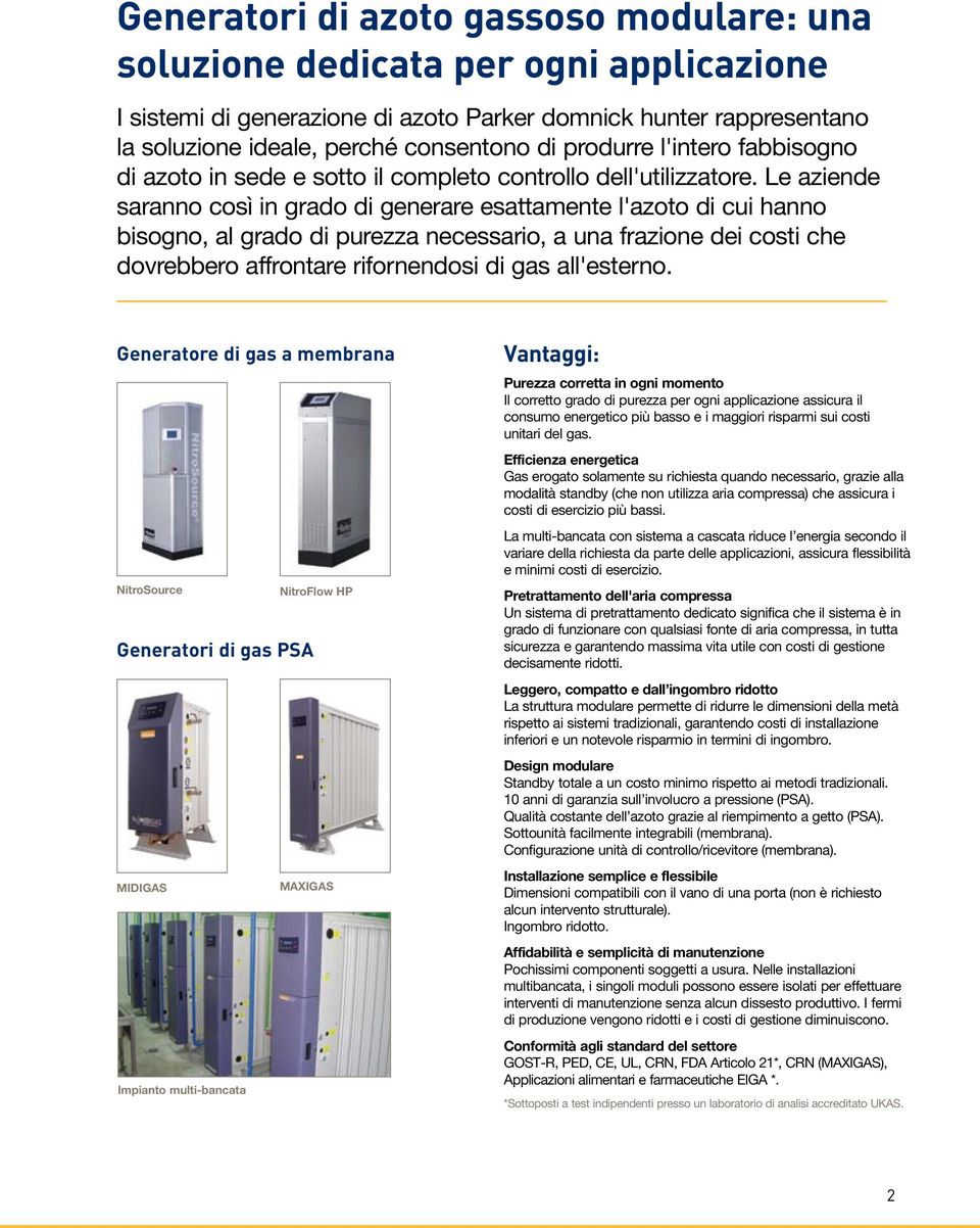 Le aziende saranno così in grado di generare esattamente l'azoto di cui hanno bisogno, al grado di purezza necessario, a una frazione dei costi che dovrebbero affrontare rifornendosi di gas