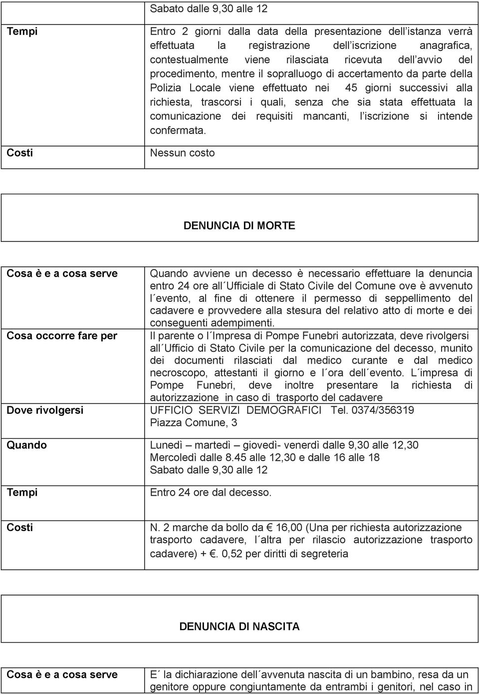 mancanti, l iscrizione si intende confermata.