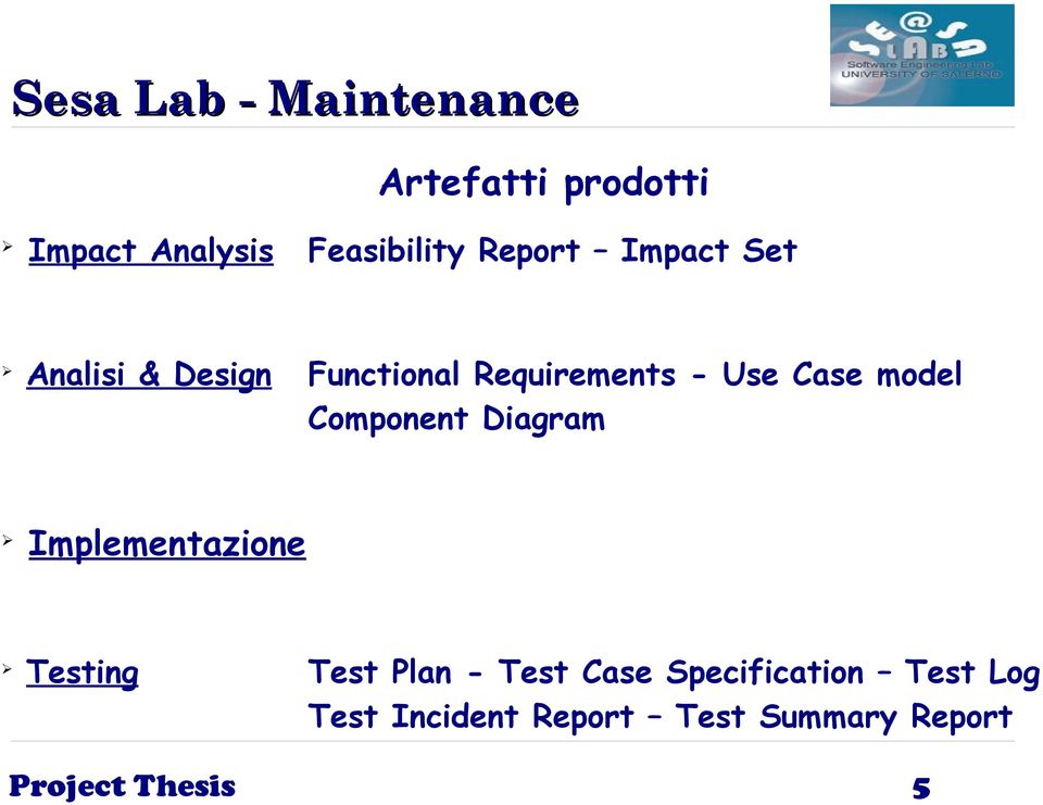 model Component Diagram Implementazione Testing Test Plan - Test Case