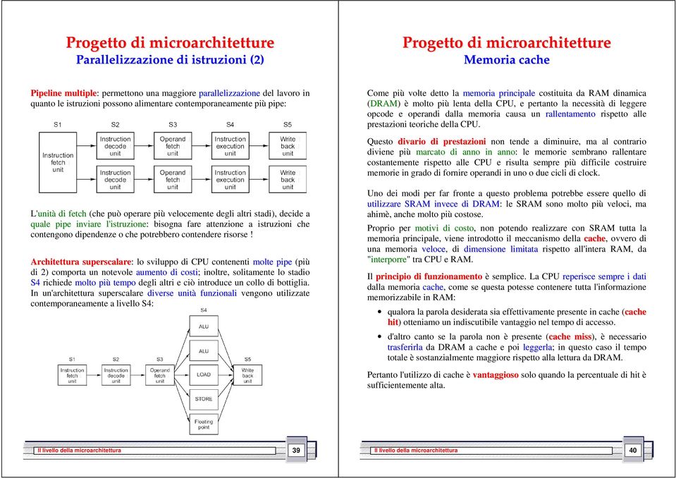 opcode e operandi dalla memoria causa un rallentamento rispetto alle prestazioni teoriche della CPU.