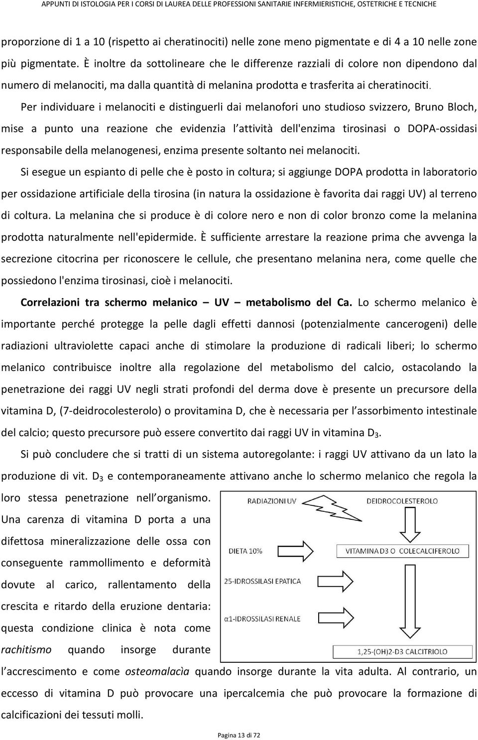 Per individuare i melanociti e distinguerli dai melanofori uno studioso svizzero, Bruno Bloch, mise a punto una reazione che evidenzia l attività dell'enzima tirosinasi o DOPA-ossidasi responsabile