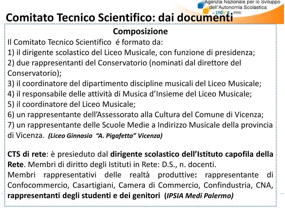 Liceo Musicale; 5) il coordinatore del Liceo Musicale; 6) un rappresentante dell Assessorato alla Cultura del Comune di Vicenza; 7) un rappresentante delle Scuole Medie a Indirizzo Musicale della