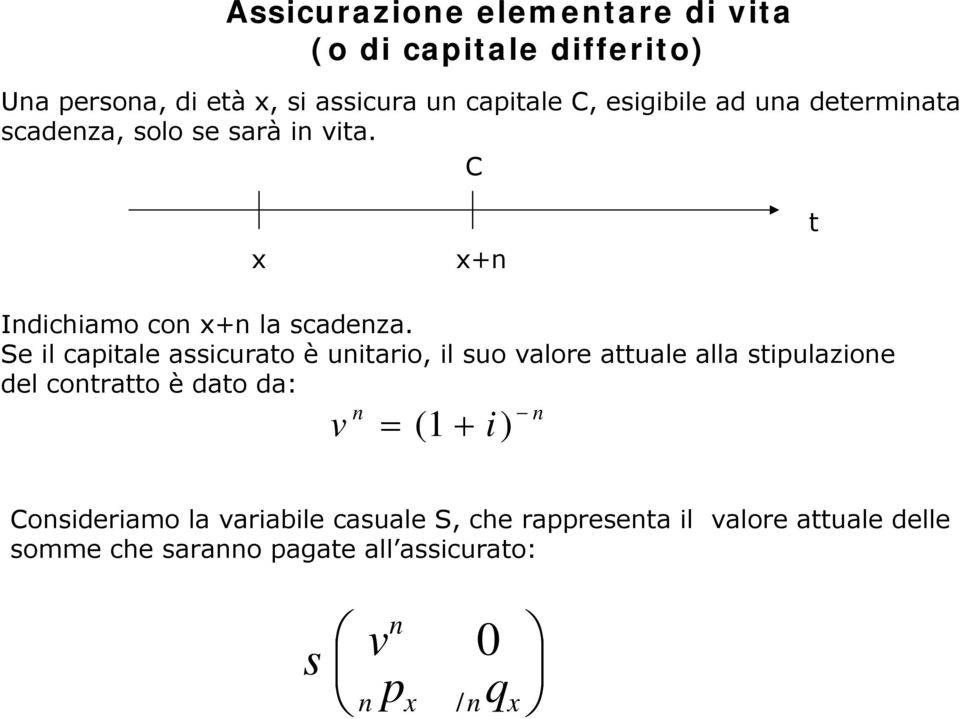 Se i capitae assicurato è uitario, i suo aore attuae aa stipuazioe de cotratto è dato da: (