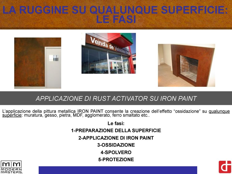 su qualunque superficie: muratura, gesso, pietra, MDF, agglomerato, ferro smaltato etc.