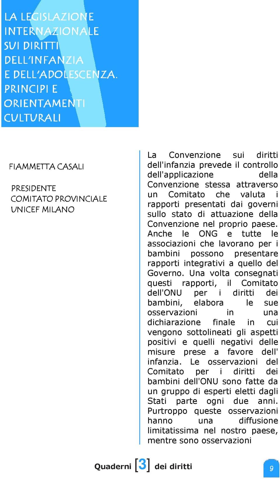 Anche le ONG e tutte le associazioni che lavorano per i bambini possono presentare rapporti integrativi a quello del Governo.