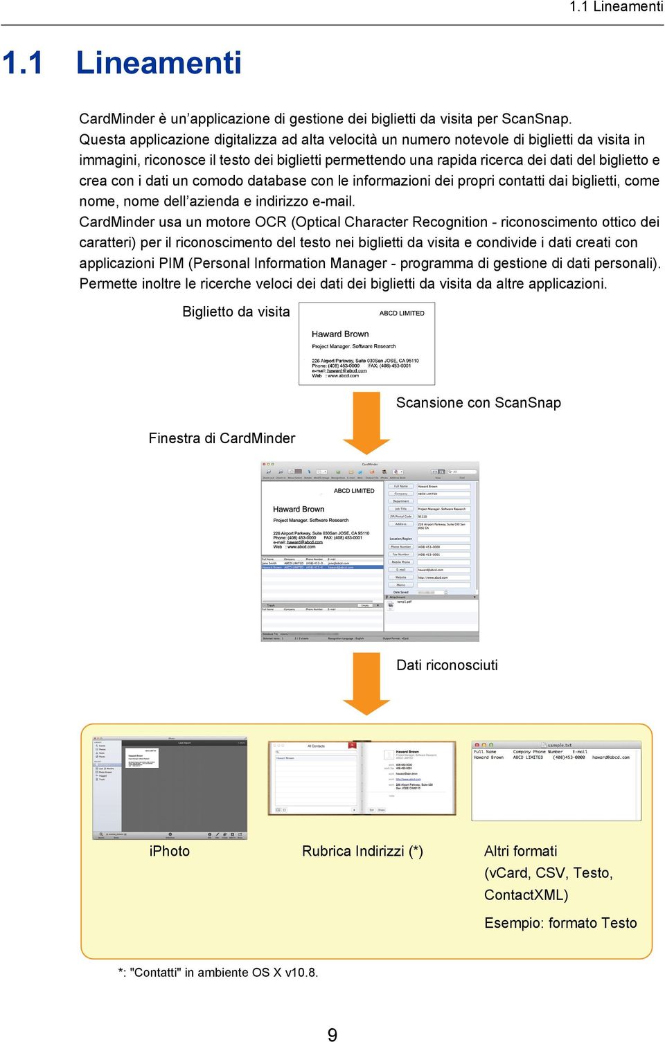 con i dati un comodo database con le informazioni dei propri contatti dai biglietti, come nome, nome dell azienda e indirizzo e-mail.