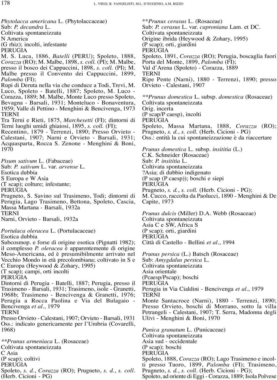 Luco, Spoleto - Batelli, 1887; Spoleto, M. Luco - Corazza, 1889; M.