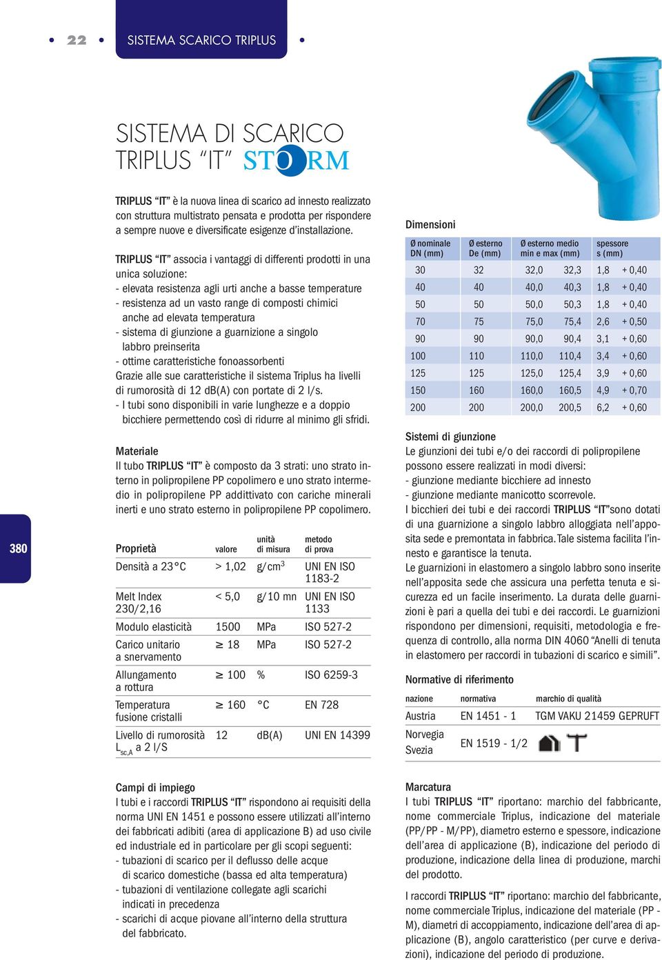 TRIPLUS IT associa i vantaggi di differenti prodotti in una unica soluzione: - elevata resistenza agli urti anche a basse temperature - resistenza ad un vasto range di composti chimici anche ad