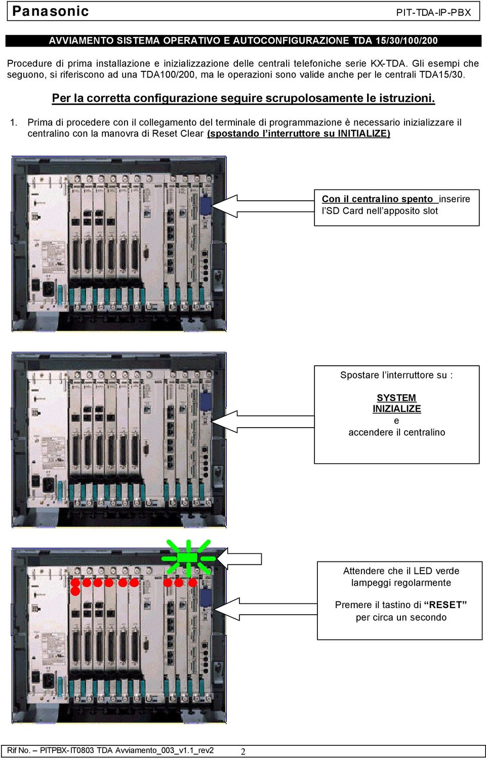 Prima di procedere con il collegamento del terminale di programmazione è necessario inizializzare il centralino con la manovra di Reset Clear (spostando l interruttore su INITIALIZE) Con il