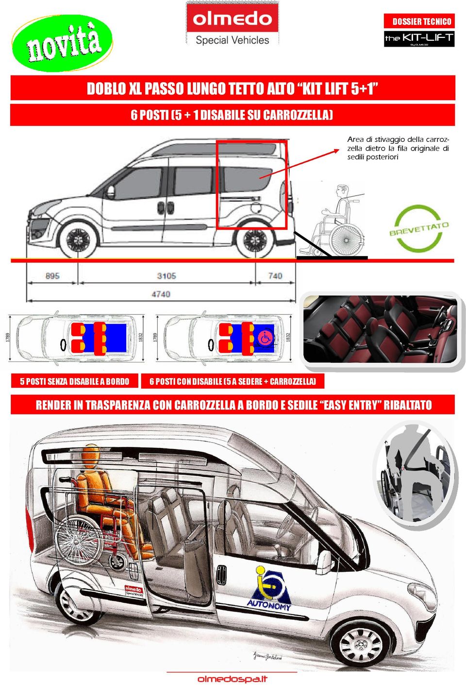 sedili posteriori 5 POSTI SENZA DISABILE A BORDO 6 POSTI CON DISABILE (5 A