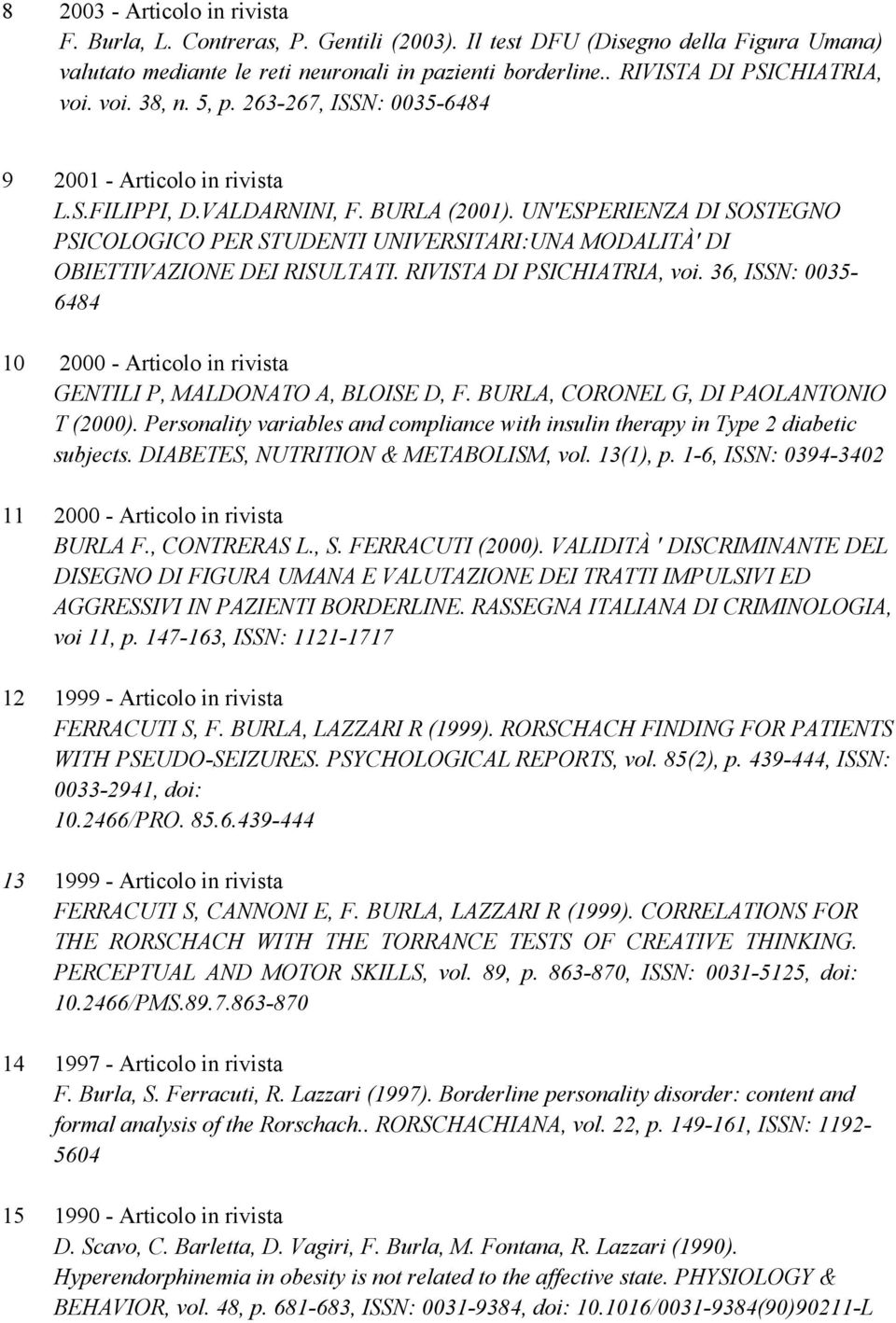 UN'ESPERIENZA DI SOSTEGNO PSICOLOGICO PER STUDENTI UNIVERSITARI:UNA MODALITÀ' DI OBIETTIVAZIONE DEI RISULTATI. RIVISTA DI PSICHIATRIA, voi.