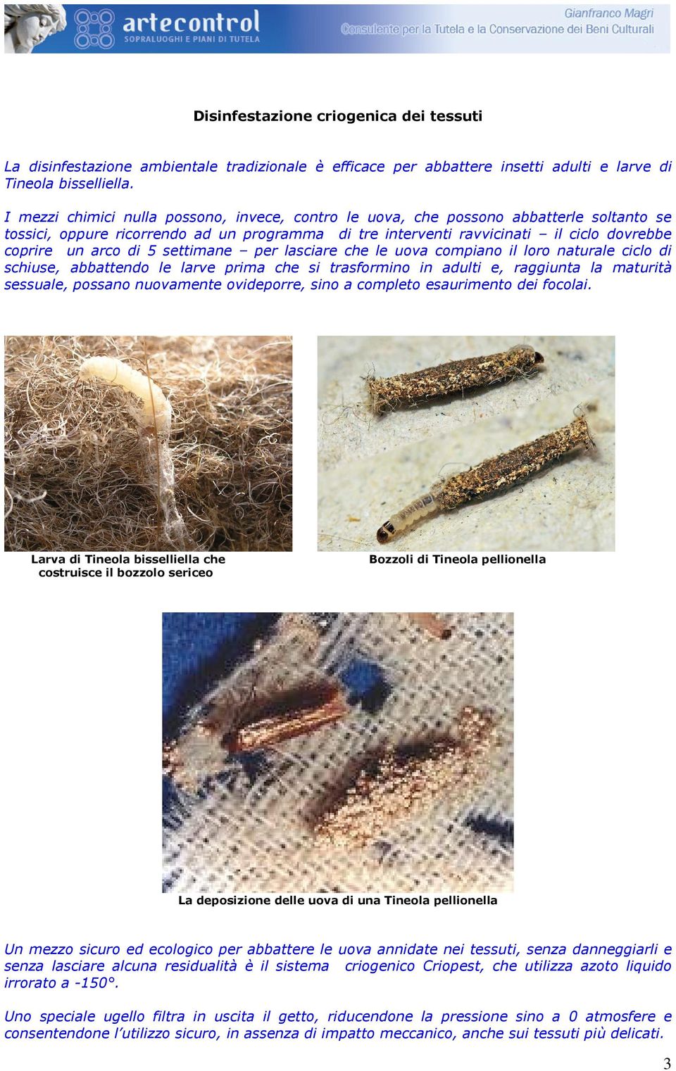 5 settimane per lasciare che le uova compiano il loro naturale ciclo di schiuse, abbattendo le larve prima che si trasformino in adulti e, raggiunta la maturità sessuale, possano nuovamente