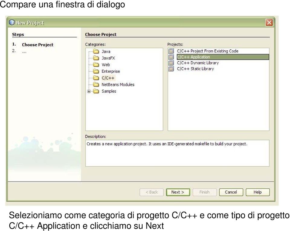 progetto C/C++ e come tipo di