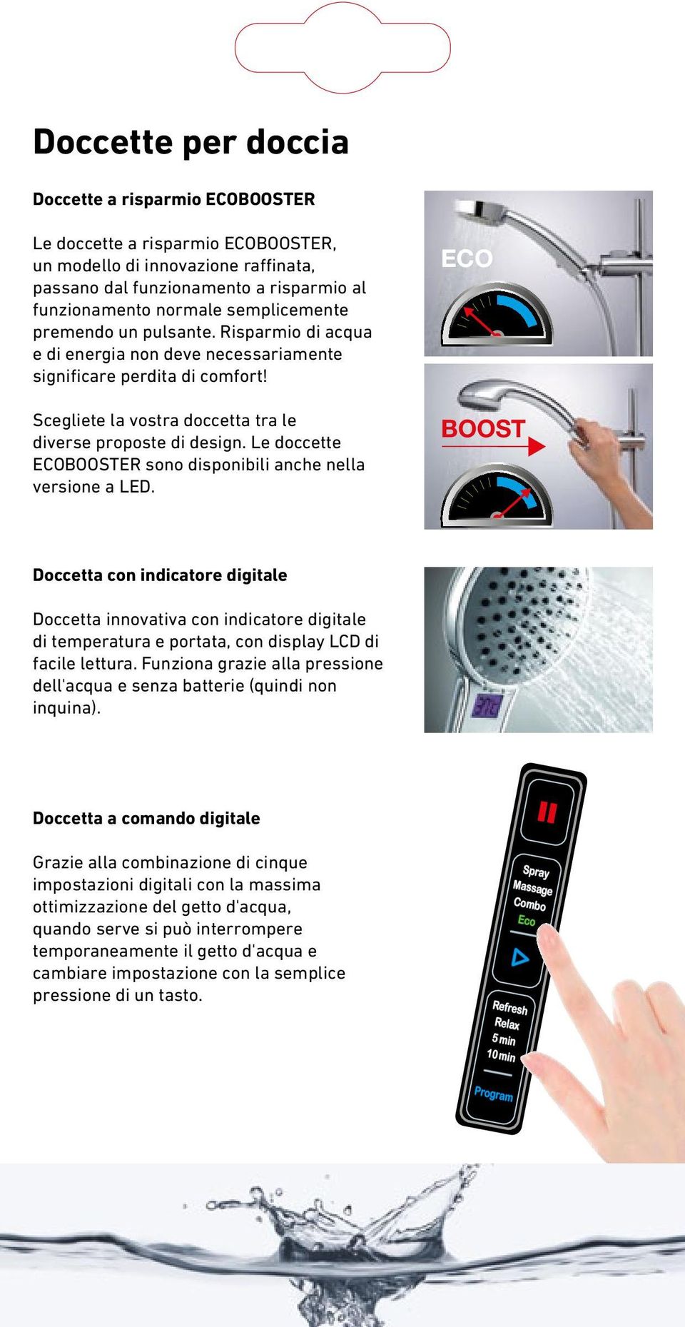 Le doccette ECOBOOSTER sono disponibili anche nella versione a LED.