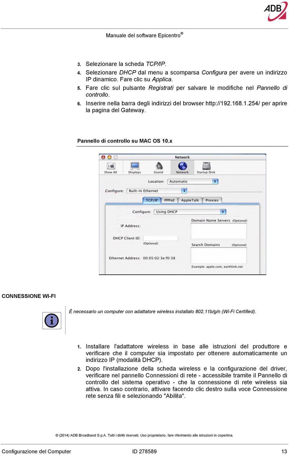 Pannello di controllo su MAC OS 10