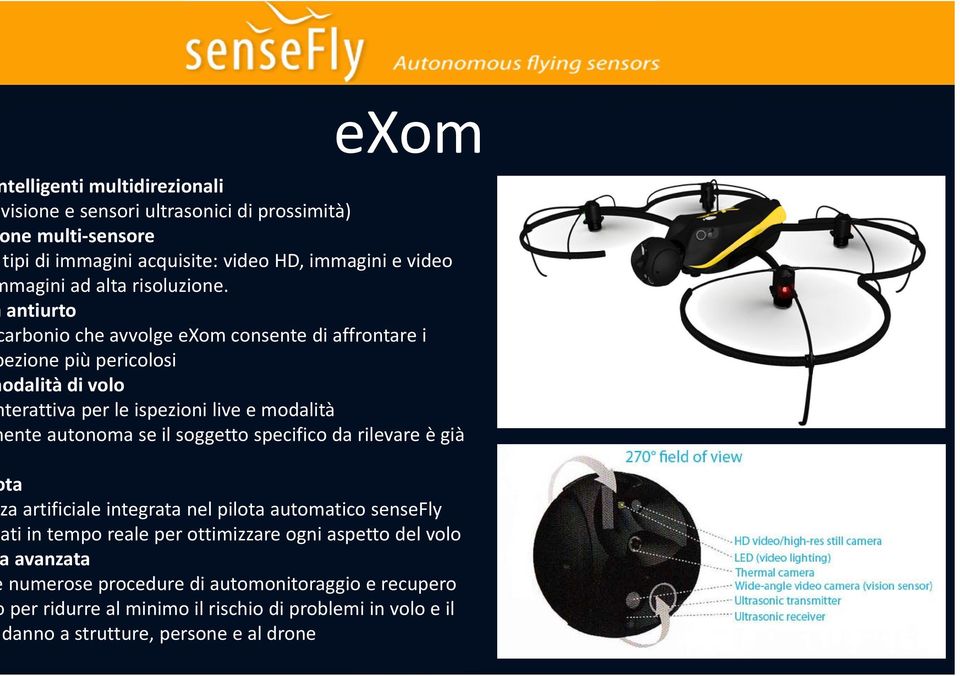 antiurto arbonio che avvolge exom consente di affrontare i ezione più pericolosi odalità di volo terattiva per le ispezioni live e modalità ente autonoma se il