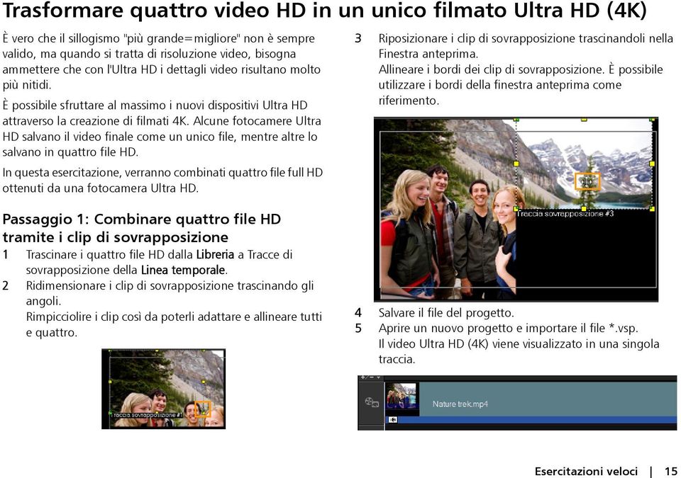 Alcune fotocamere Ultra HD salvano il video finale come un unico file, mentre altre lo salvano in quattro file HD.