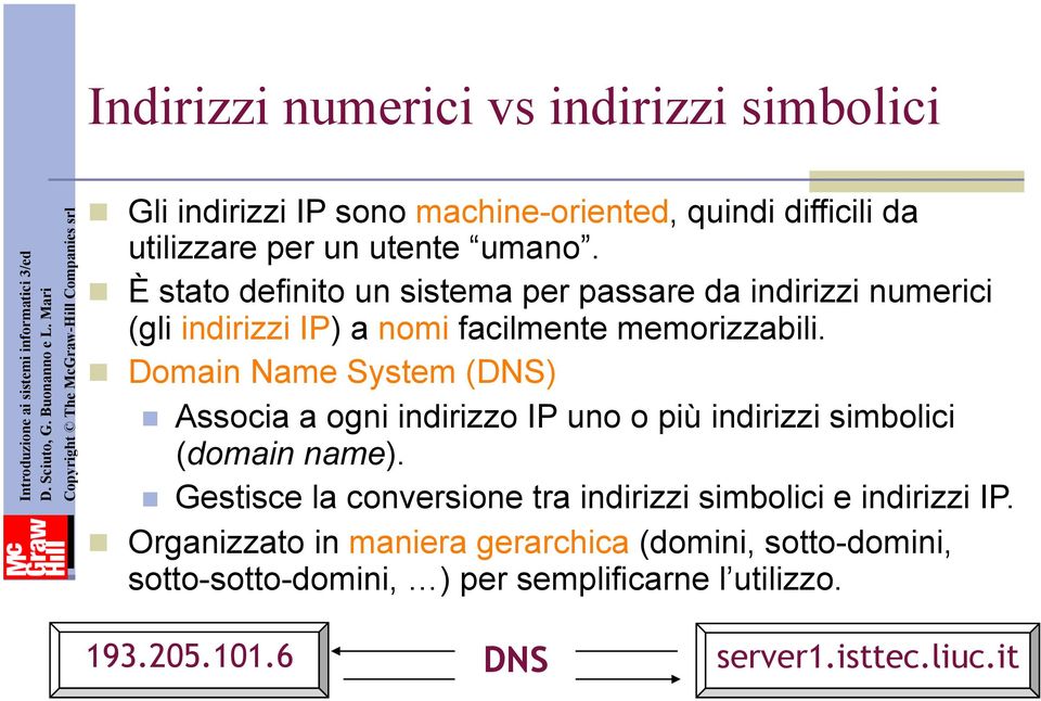 È stato definito un sistema per passare da indirizzi numerici (gli indirizzi IP) a nomi facilmente memorizzabili.