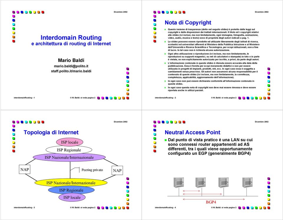 Il titolo ed i copyright relativi alle slides (ivi inclusi, ma non limitatamente, ogni immagine, fotografia, animazione, video, audio, musica e testo) sono di proprietà degli autori indicati a pag. 1.