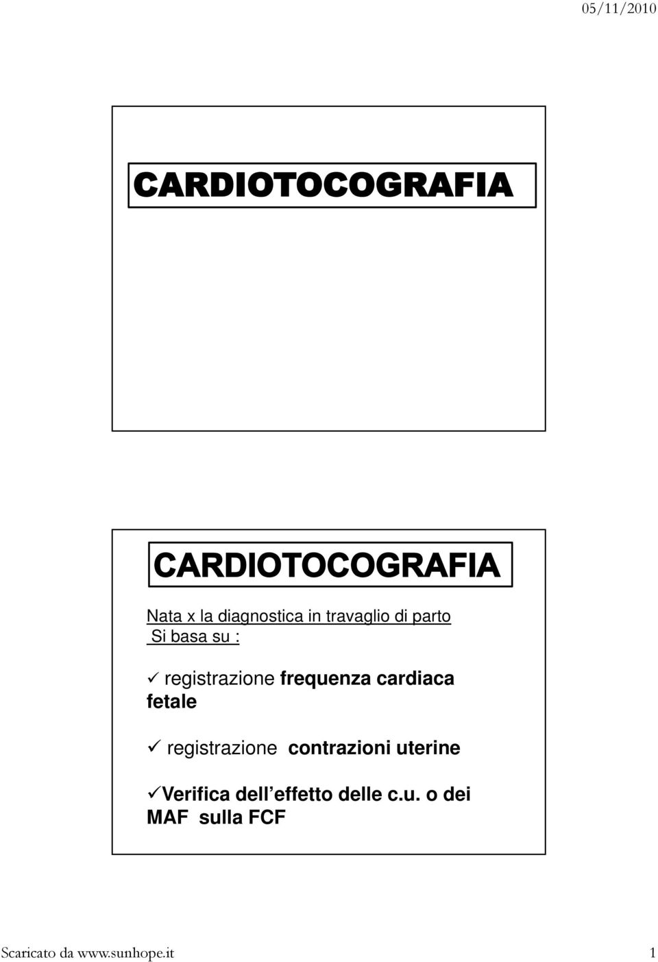 registrazione contrazioni uterine Verifica dell