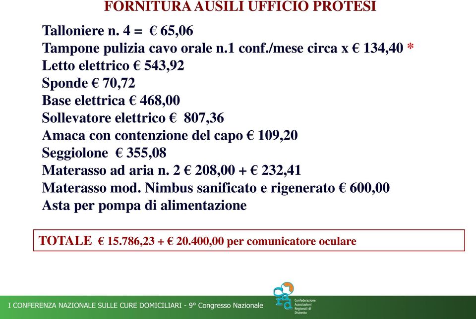 807,36 Amaca con contenzione del capo 109,20 Seggiolone 355,08 Materasso ad aria n.