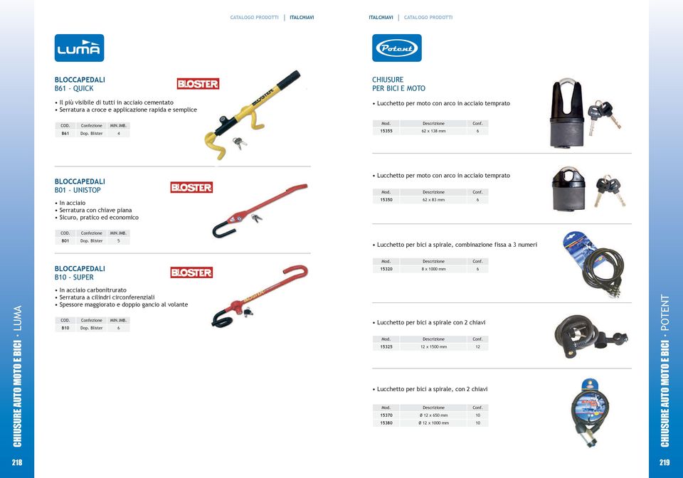 bici a spirale, combinazione fissa a 3 numeri B - SuPER 1320 8 x 00 mm In acciaio carbonitrurato Serratura a cilindri circonferenziali Spessore maggiorato e doppio gancio al