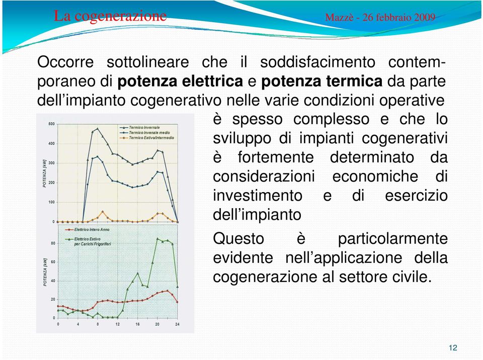 di impianti cogenerativi è fortemente determinato da considerazioni economiche di investimento e di