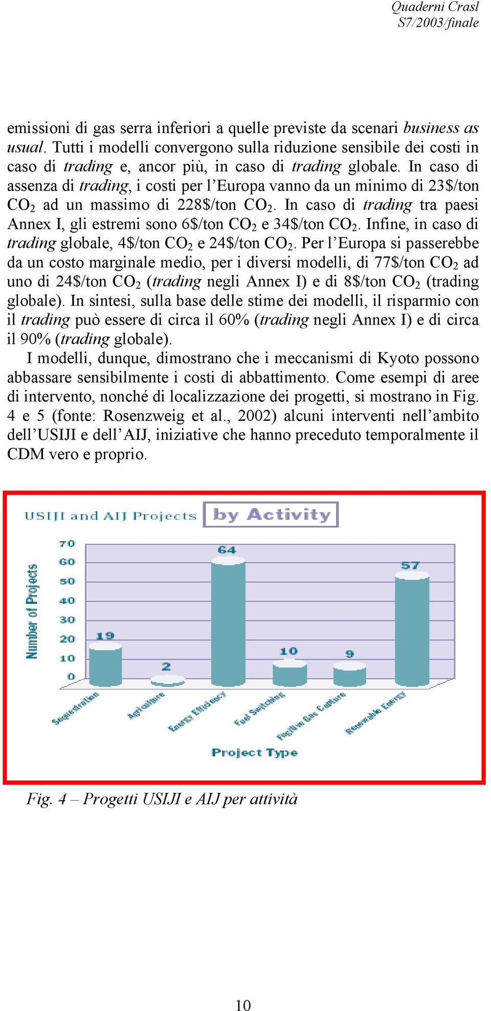 In caso di assenza di trading, i costi per l Europa vanno da un minimo di 23$/ton CO 2 ad un massimo di 228$/ton CO 2.