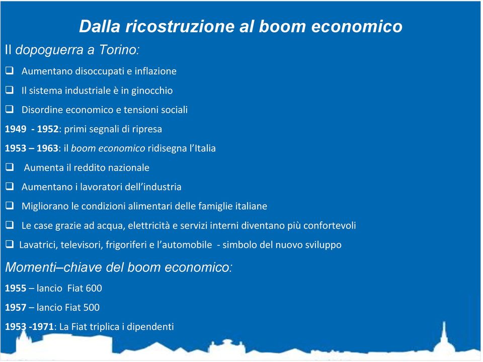 Migliorano le condizioni alimentari delle famiglie italiane Le case grazie ad acqua, elettricità e servizi interni diventano più confortevoli Lavatrici, televisori,