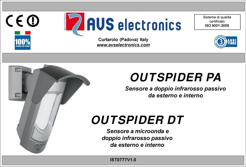 com OUTSPIDER PA Sensore a doppio infrarosso passivo da esterno