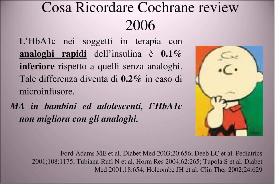 MA in bambini ed adolescenti, l HbA1c non migliora con gli analoghi. Ford-Adams ME et al.