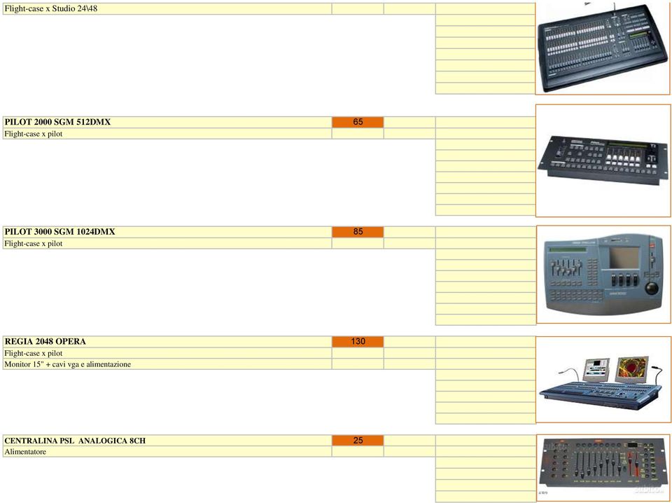 pilot REGIA 2048 OPERA 130 Flight-case x pilot Monitor 15" +