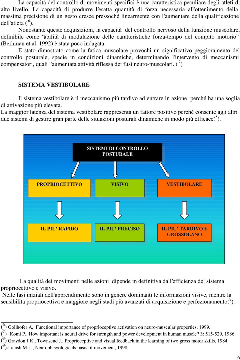 Nonostante queste acquisizioni, la capacità del controllo nervoso della funzione muscolare, definibile come abilità di modulazione delle caratteristiche forza-tempo del compito motorio (Berhman et al.