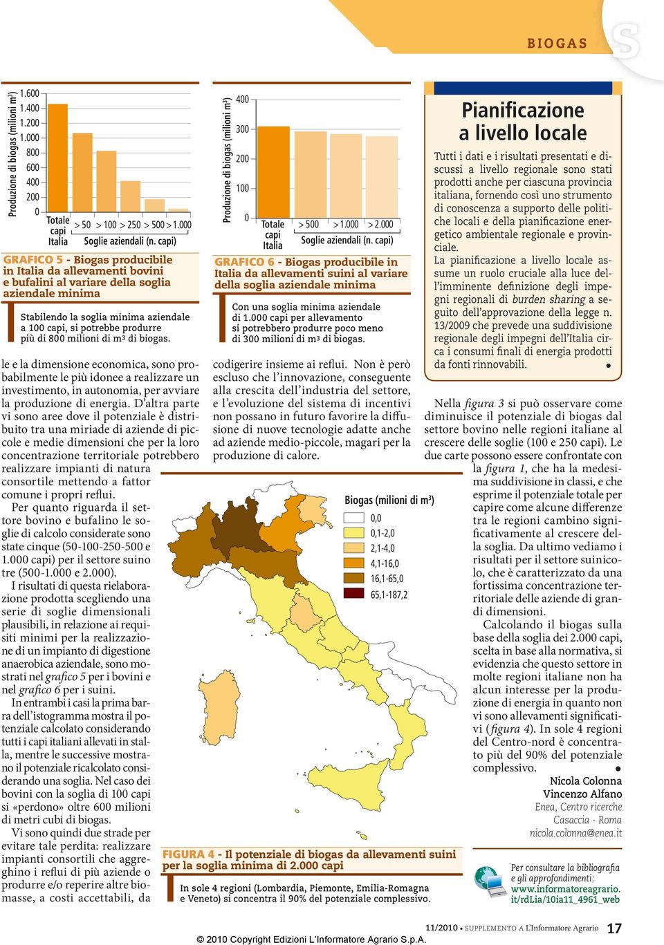 milioni di m 3 di biogas. le e la dimensione economica, sono probabilmente le più idonee a realizzare un investimento, in autonomia, per avviare la produzione di energia.